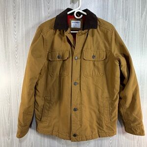 Old Navy Flannel Lined Canvas Barn Chore Jacket Workwear Coat Tan Corduroy Sz XS